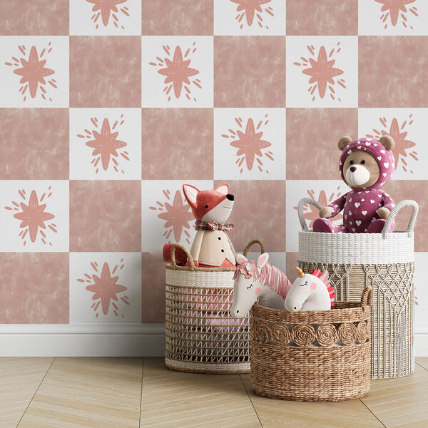 Wzór różowych kwadratów z białymi kwadratami