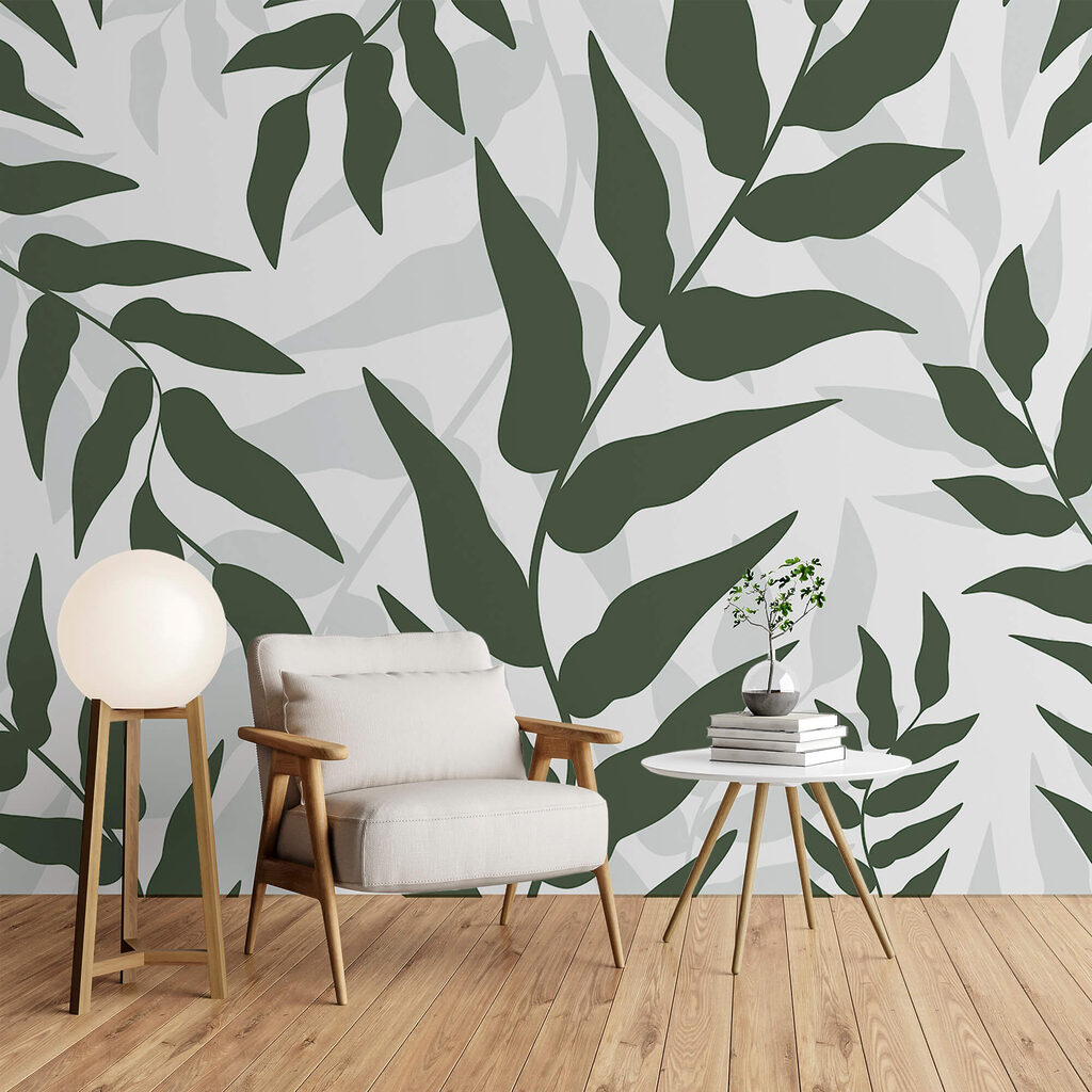 Wzór liści na białym tle