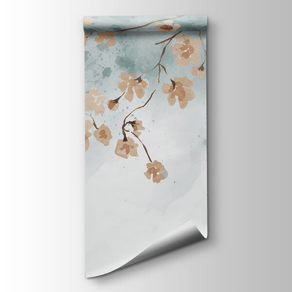 A painting of flowers on a branch