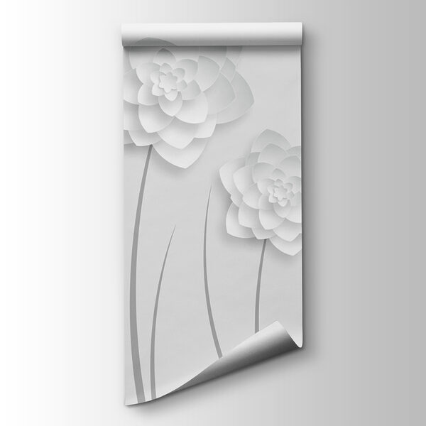 White paper flowers on a white background
