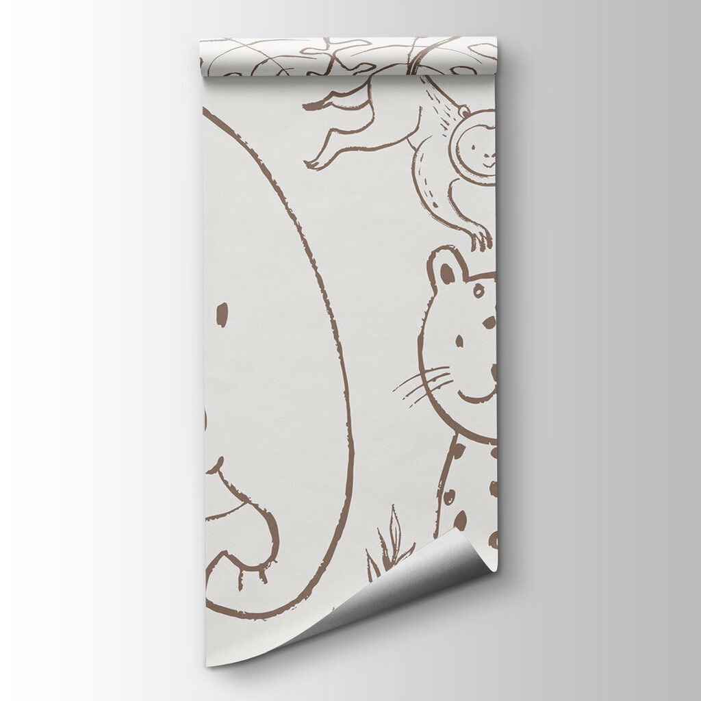 A drawing of animals and plants