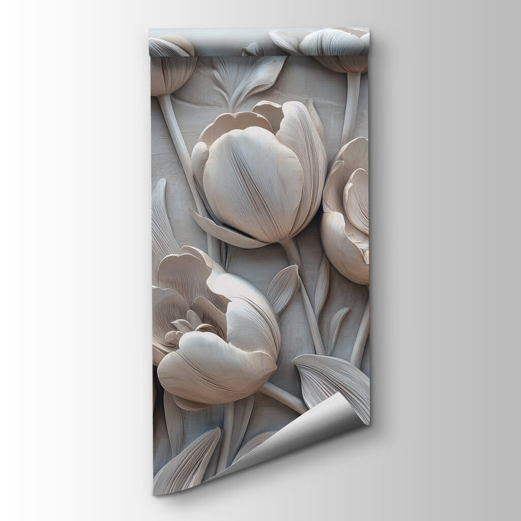 White flower carving on a wall