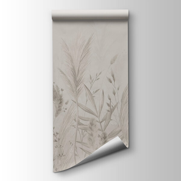 Whimsical botanical illustration in neutrals
