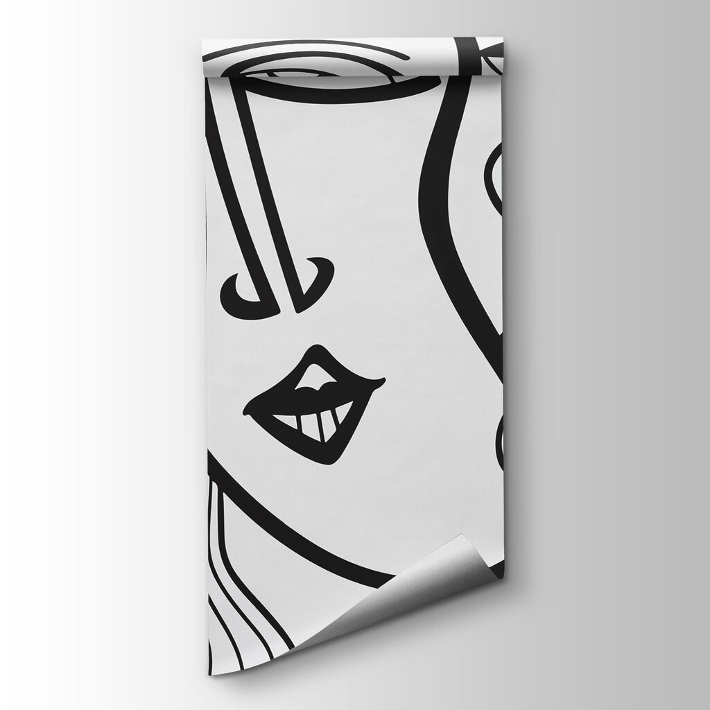 Black and white drawing of faces