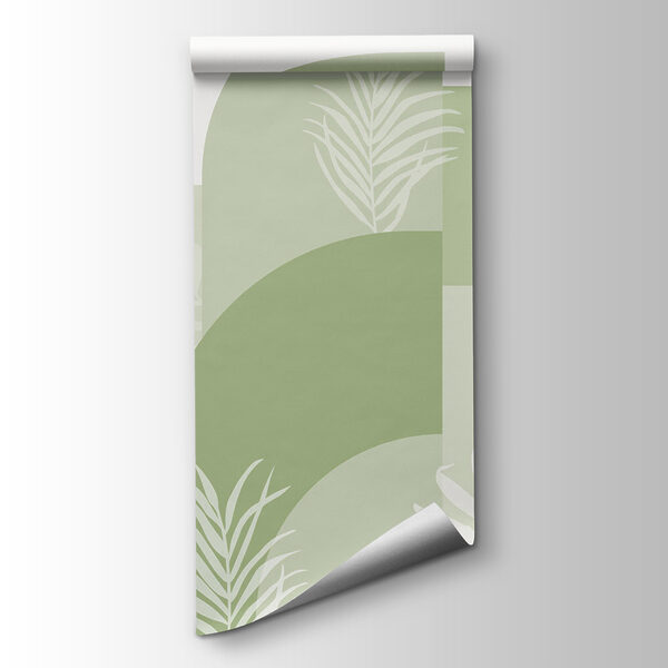 Green and white background with white leaves