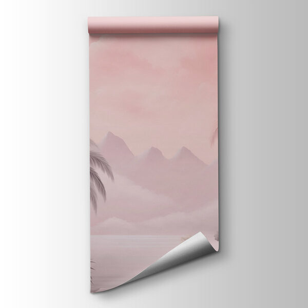 Landscape with palm trees and mountains