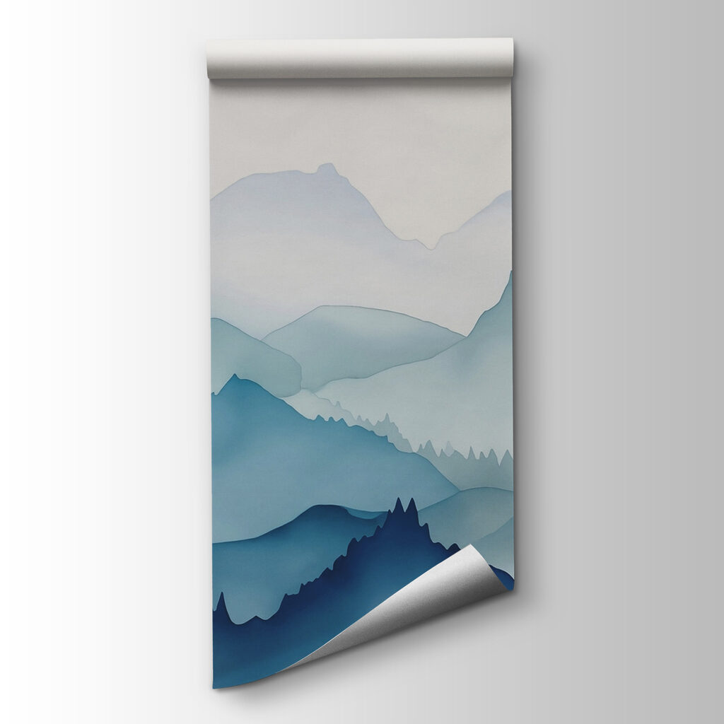 Painting of mountains and trees