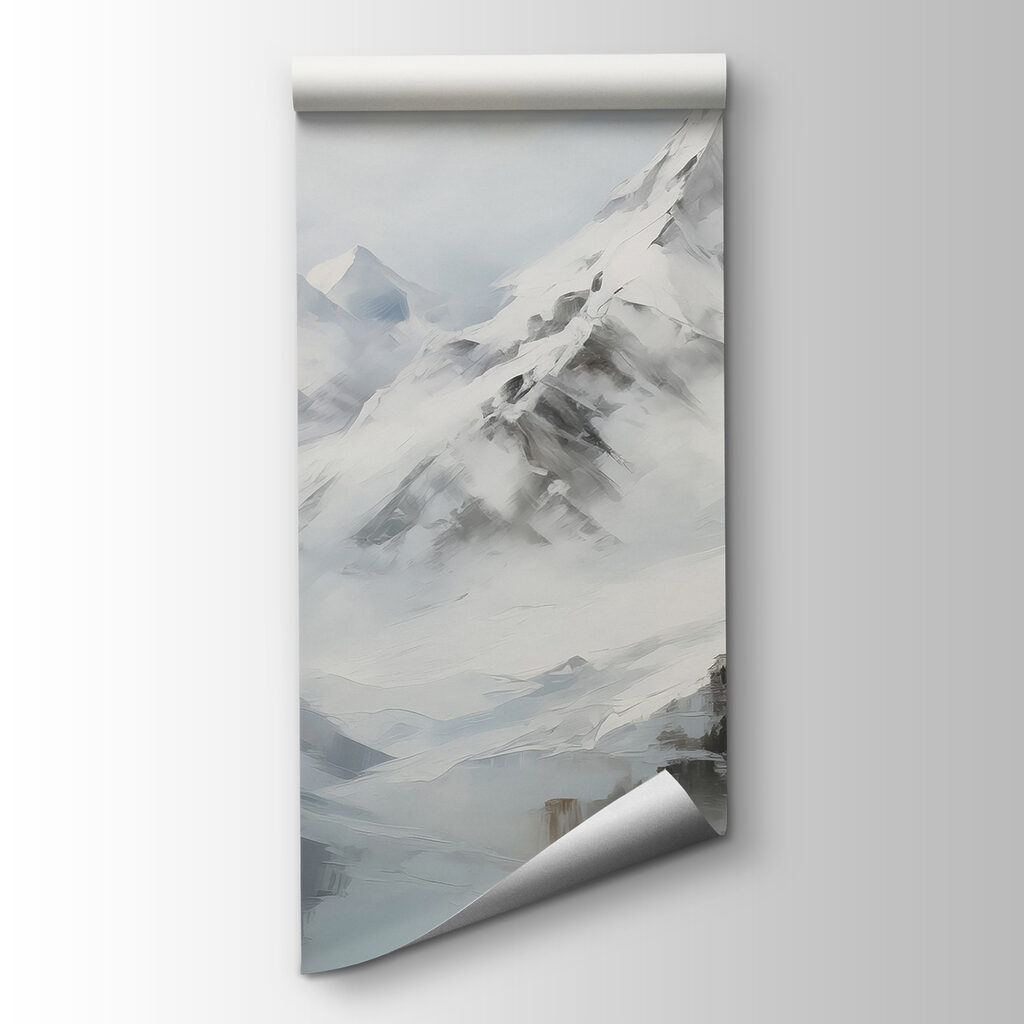 Painting of a snowy mountain range