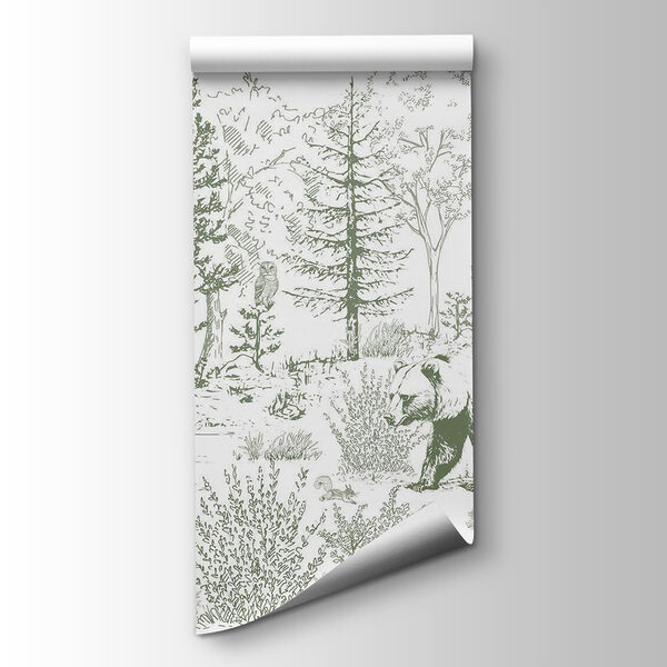 Drawing of a bear in a forest