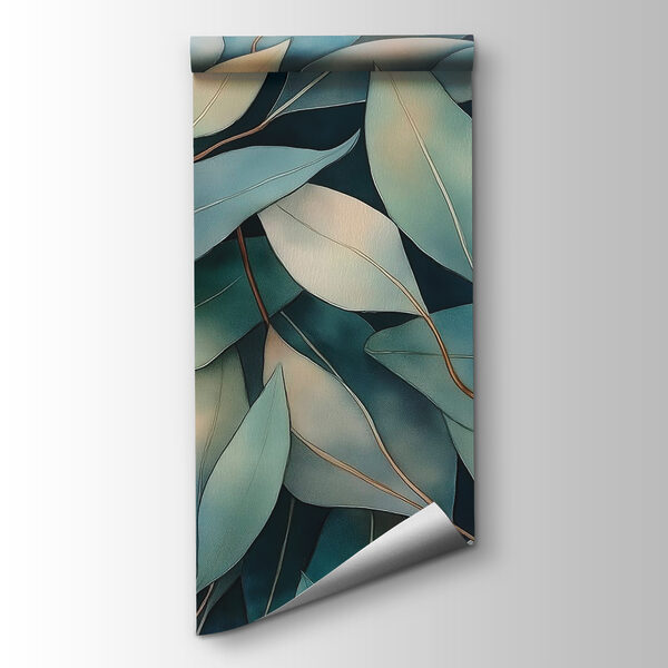 Group of leaves on a blue background