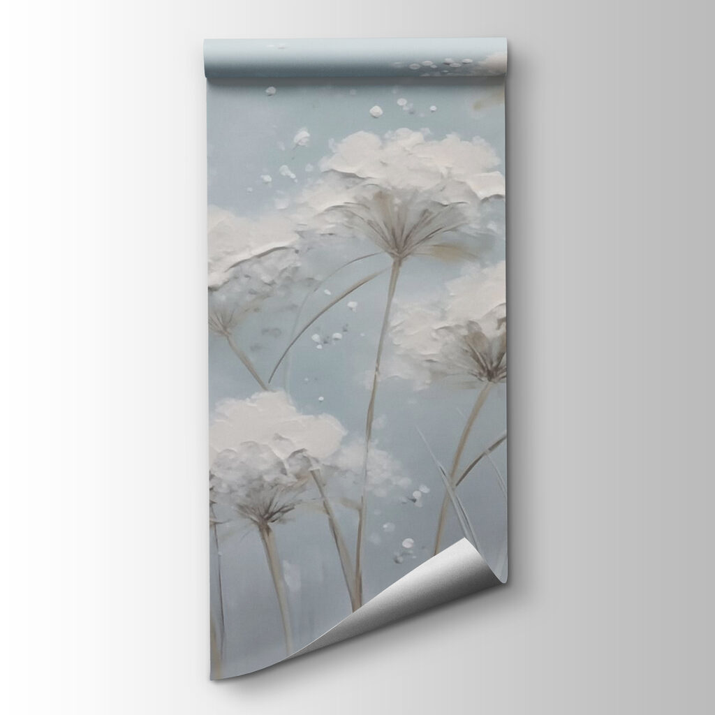 Painting of flowers on a blue background