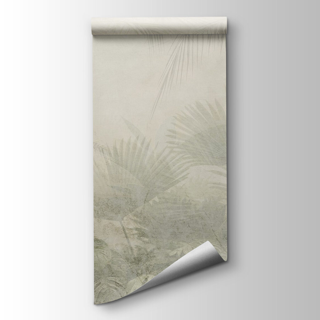 White background with palm leaves