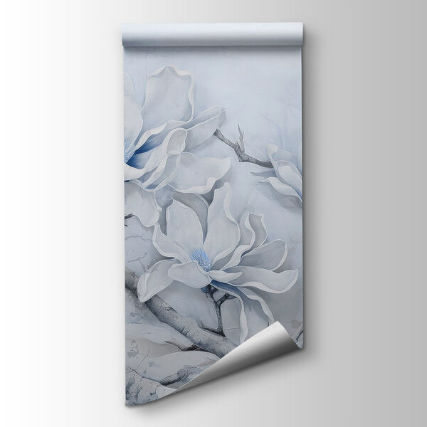 Painting of white flowers on a branch