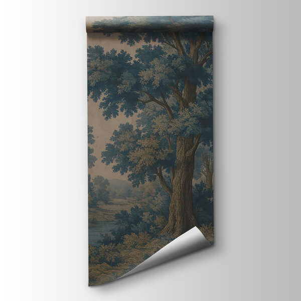 Painting of trees and a river Painting of trees and a river