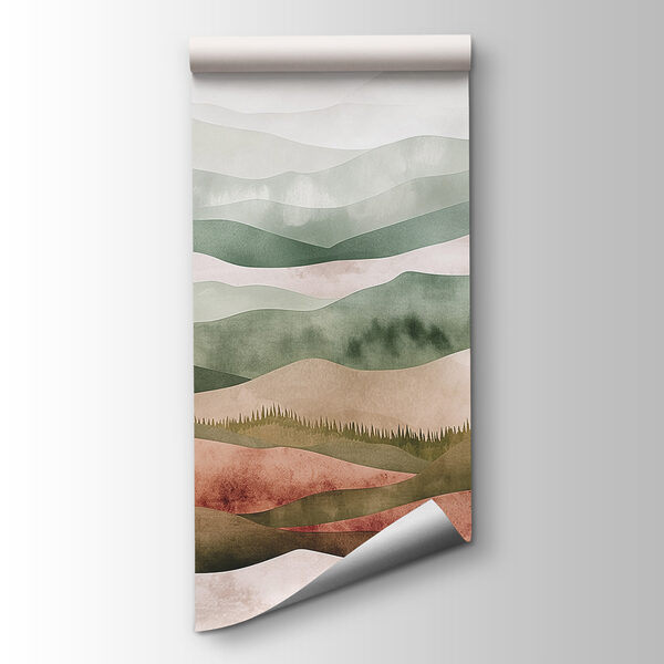 Landscape of hills with trees