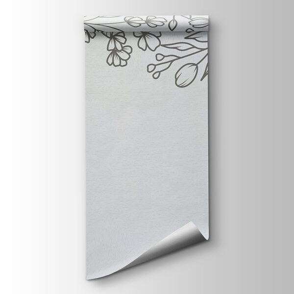 A white background with black and white flowers