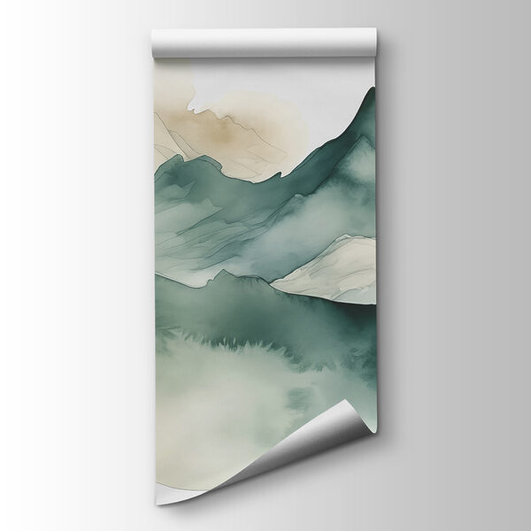 Painting of mountains and fog