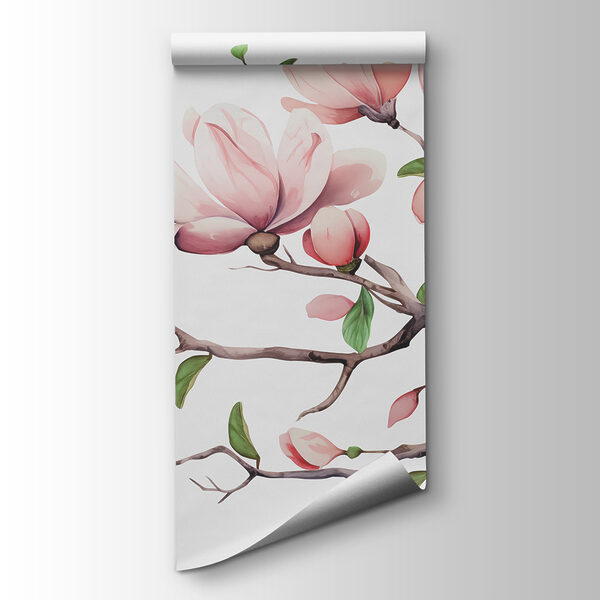 Branch with pink flowers and leaves Branch with pink flowers and leaves