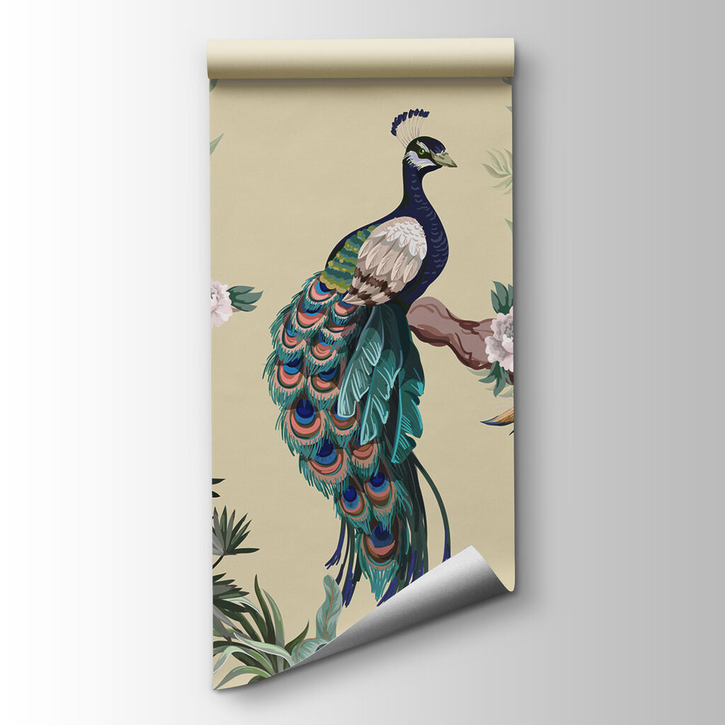 Wallpaper with birds on branches
