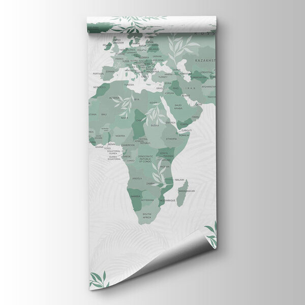 Map of the world with green leaves Map of the world with green leaves