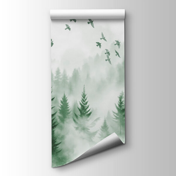 Birds flying over a forest