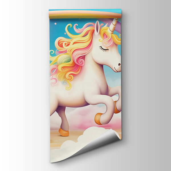 Unicorn with rainbow and clouds