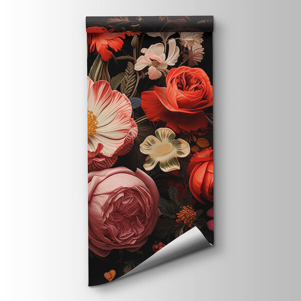 Group of flowers on a black background