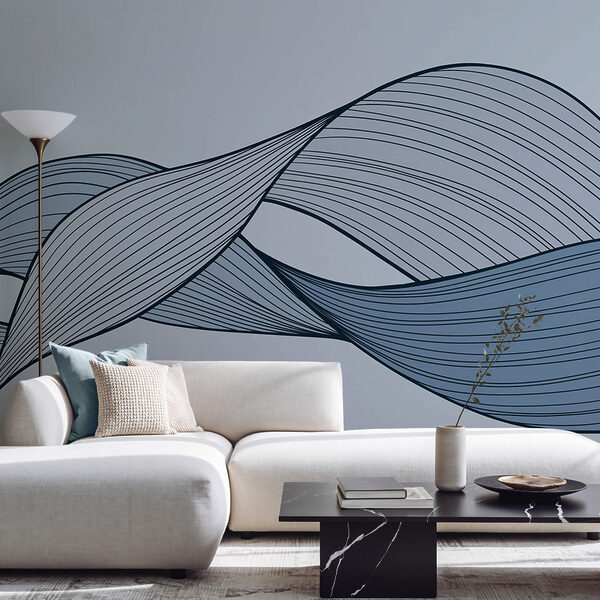 Niebieskie i czarne faliste linie Niebieskie i czarne faliste linie