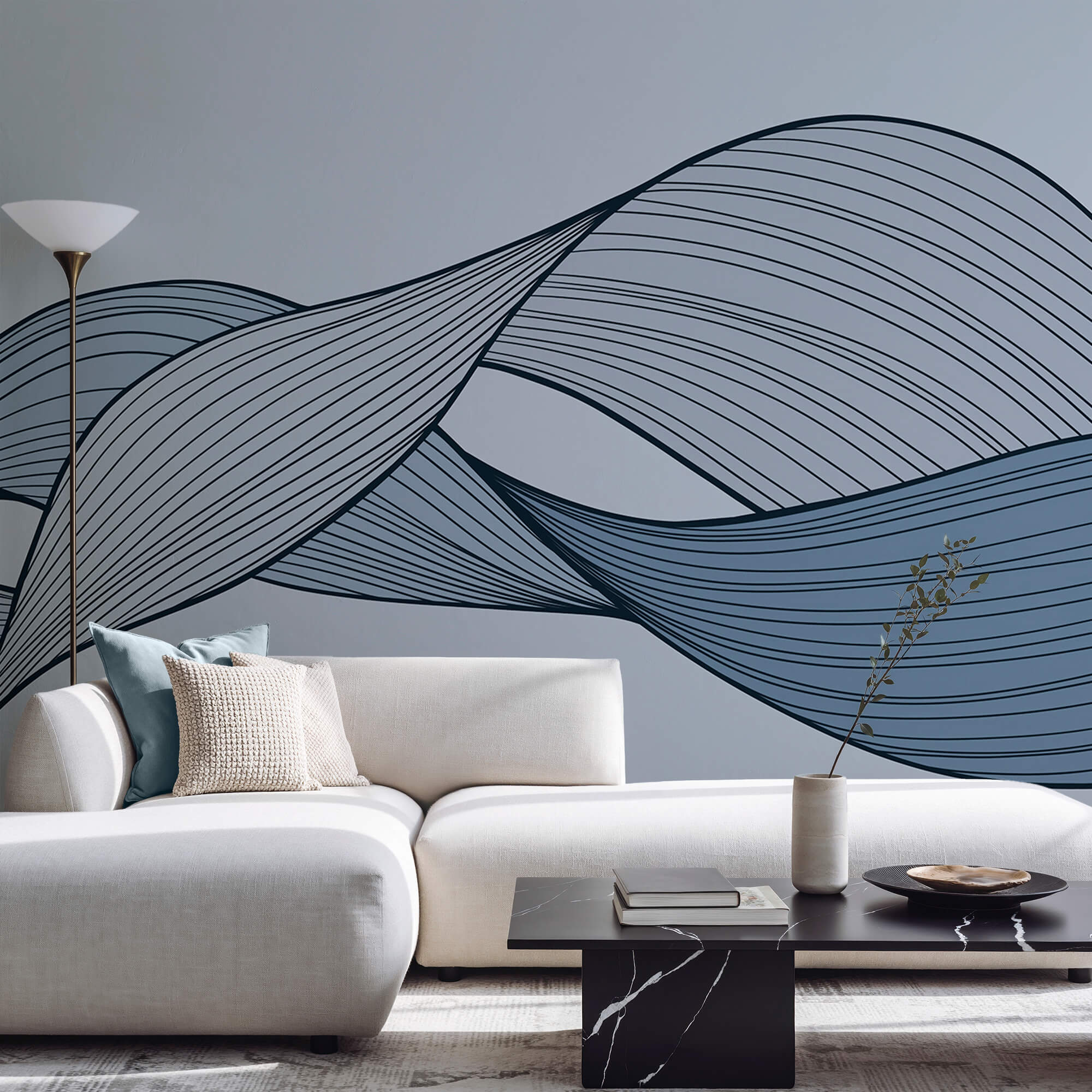 Niebieskie i czarne faliste linie Niebieskie i czarne faliste linie