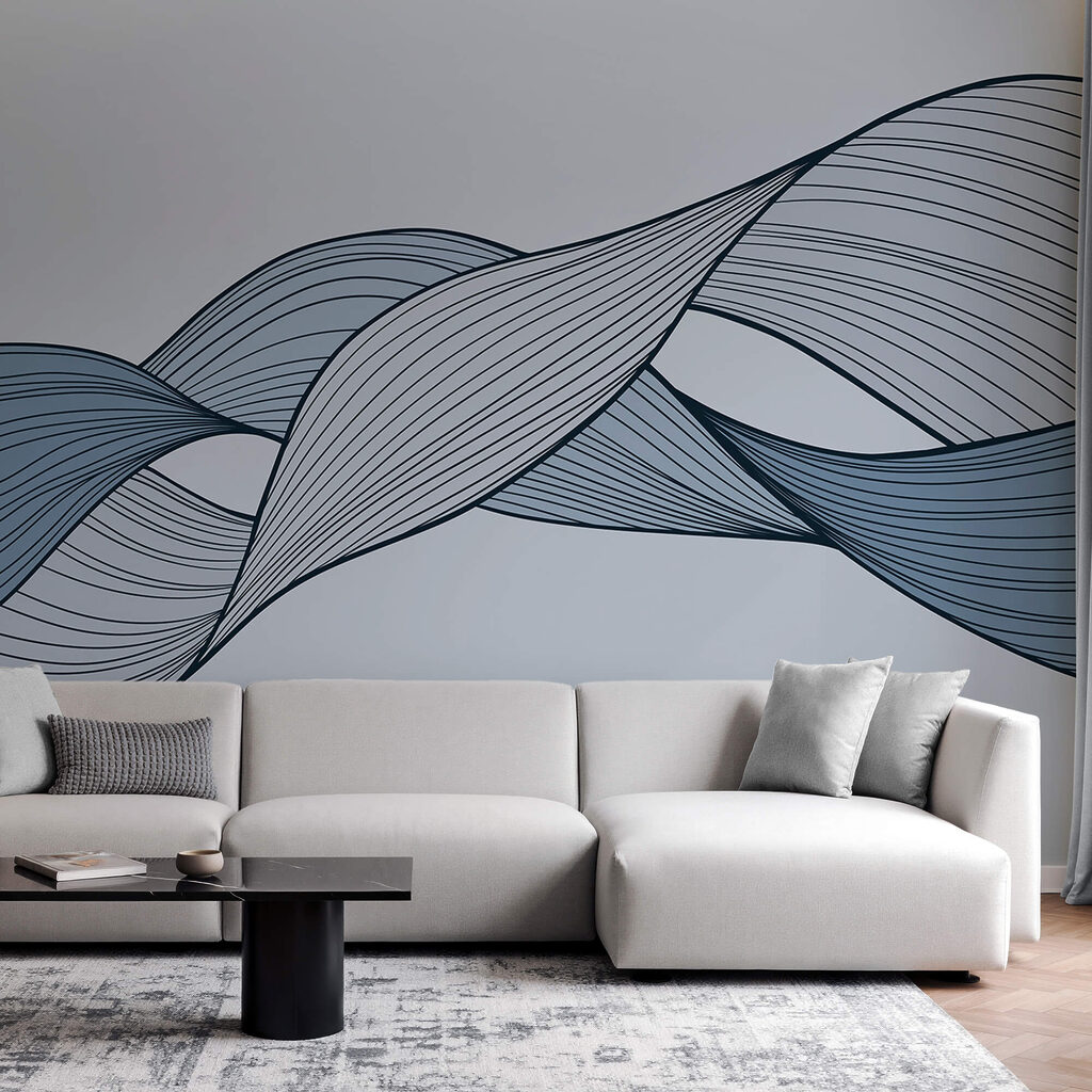 Niebieskie i czarne faliste linie Niebieskie i czarne faliste linie