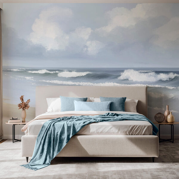 Plaża z falami rozbijającymi się o brzeg