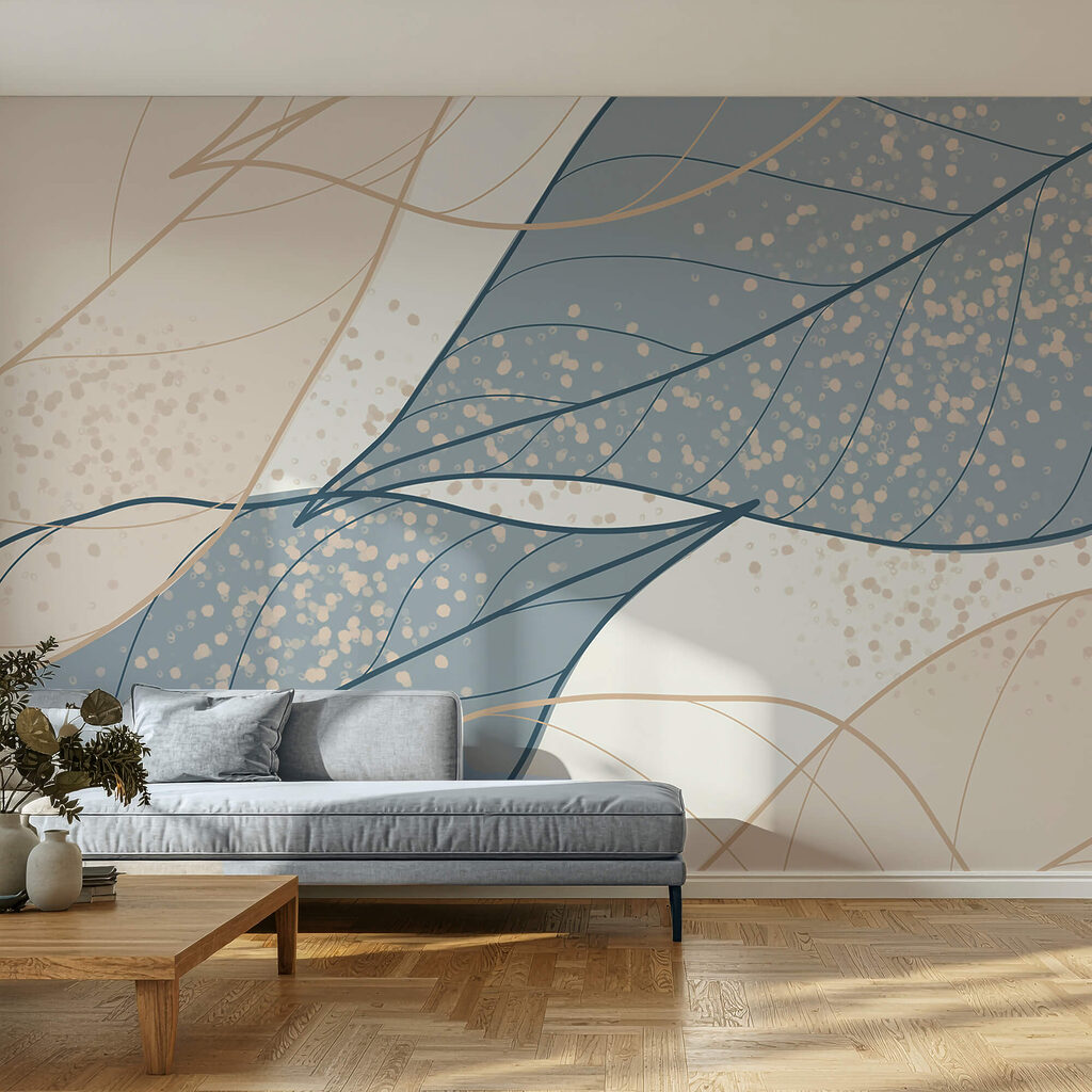 Delikatne odcienie wzorów liści przeplatają się ze sobą