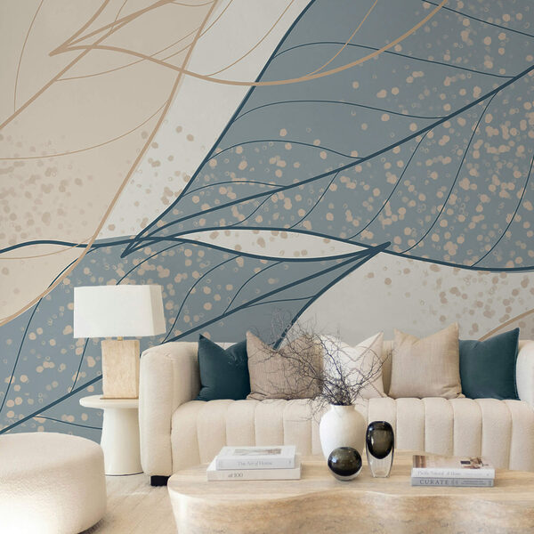 Delikatne odcienie wzorów liści przeplatają się ze sobą