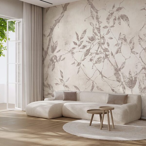 Wzory liści na delikatnym tle