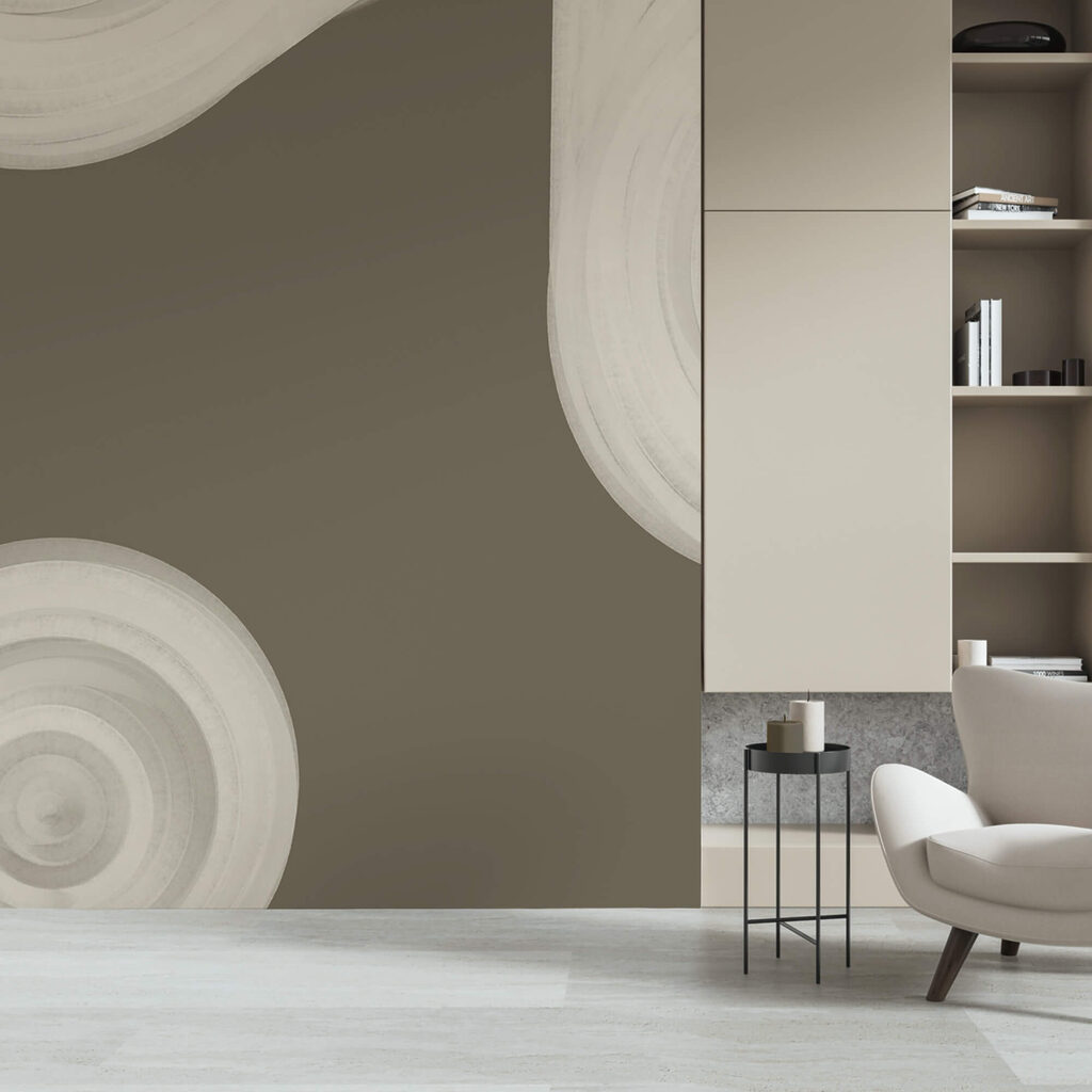 Biały obiekt w kształcie spirali na brązowym tle