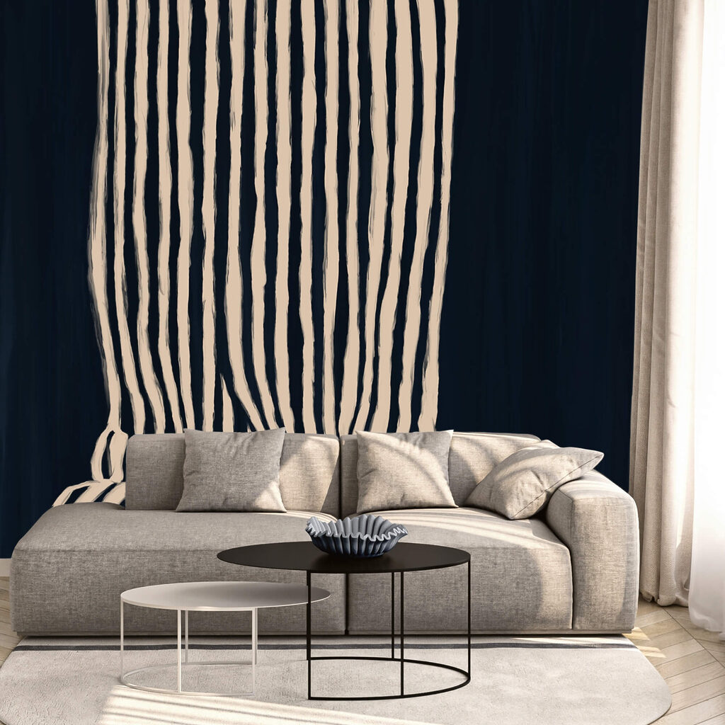 Czarno-biała zasłona w paski