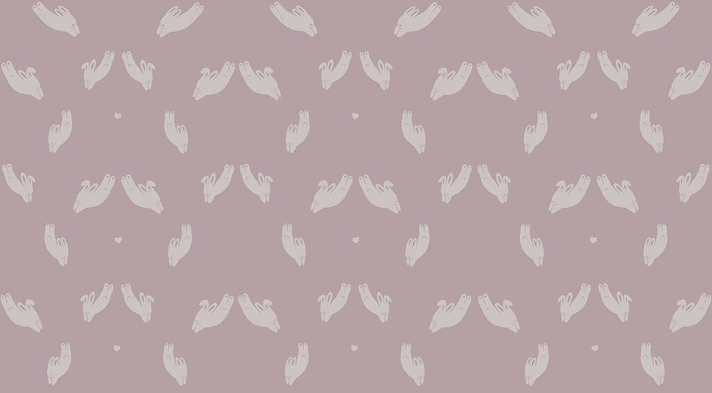 Pattern of rabbits on a purple background