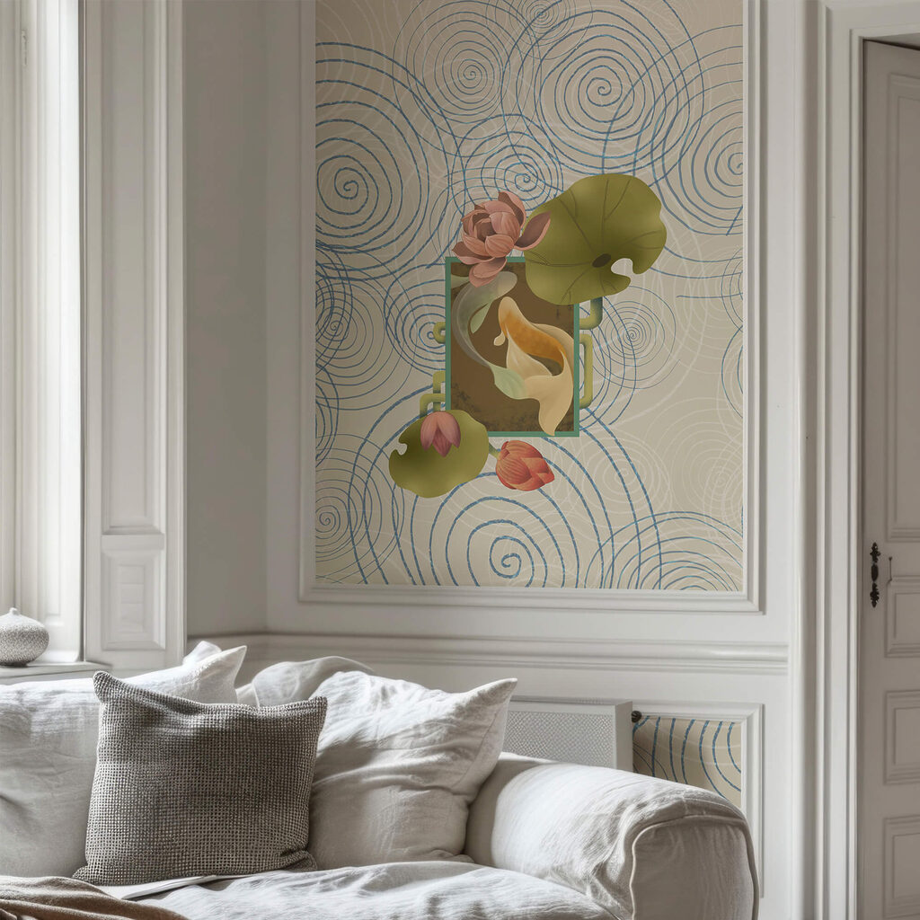 Wzór spiral i kwiatów