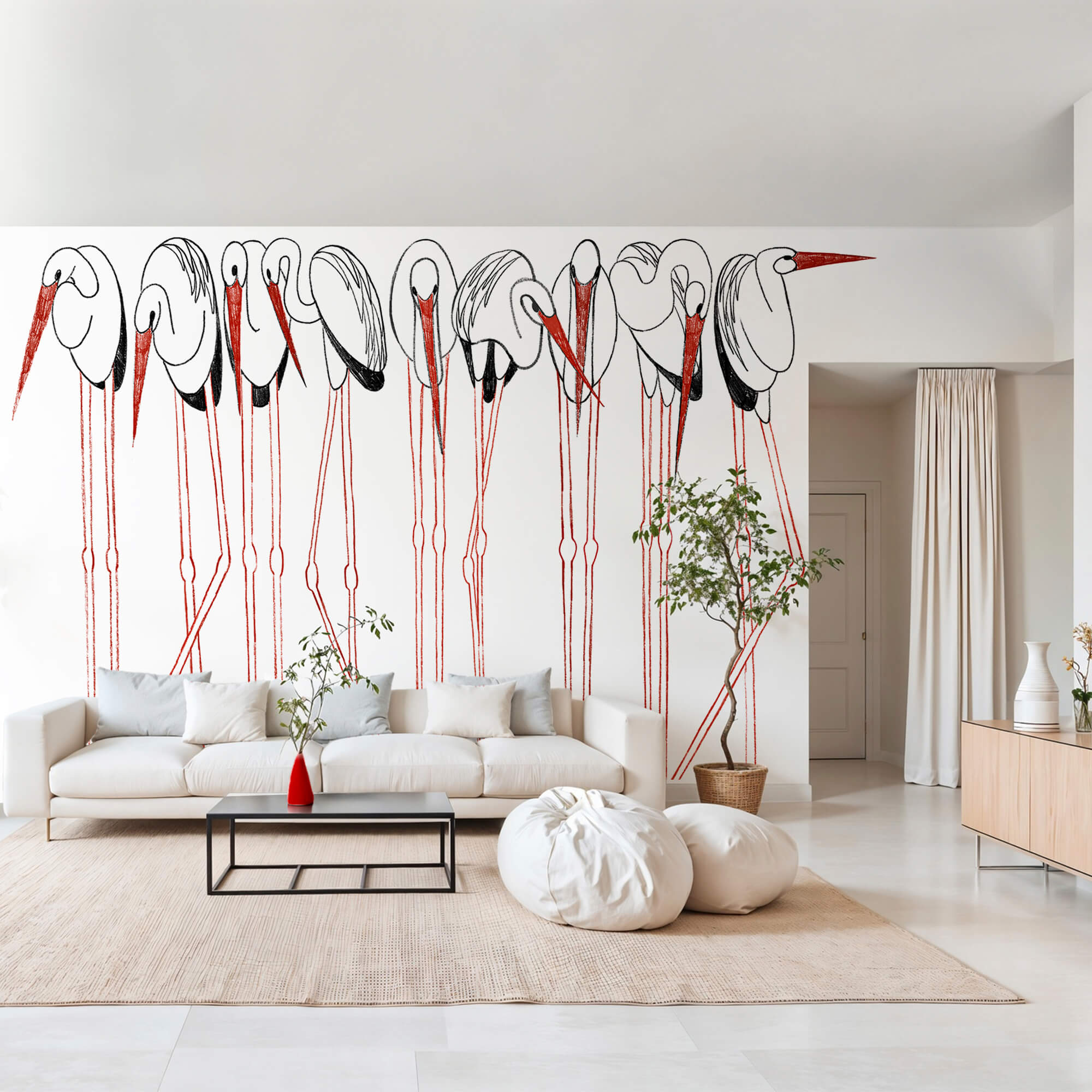 Grupa ptaków o długich nogach