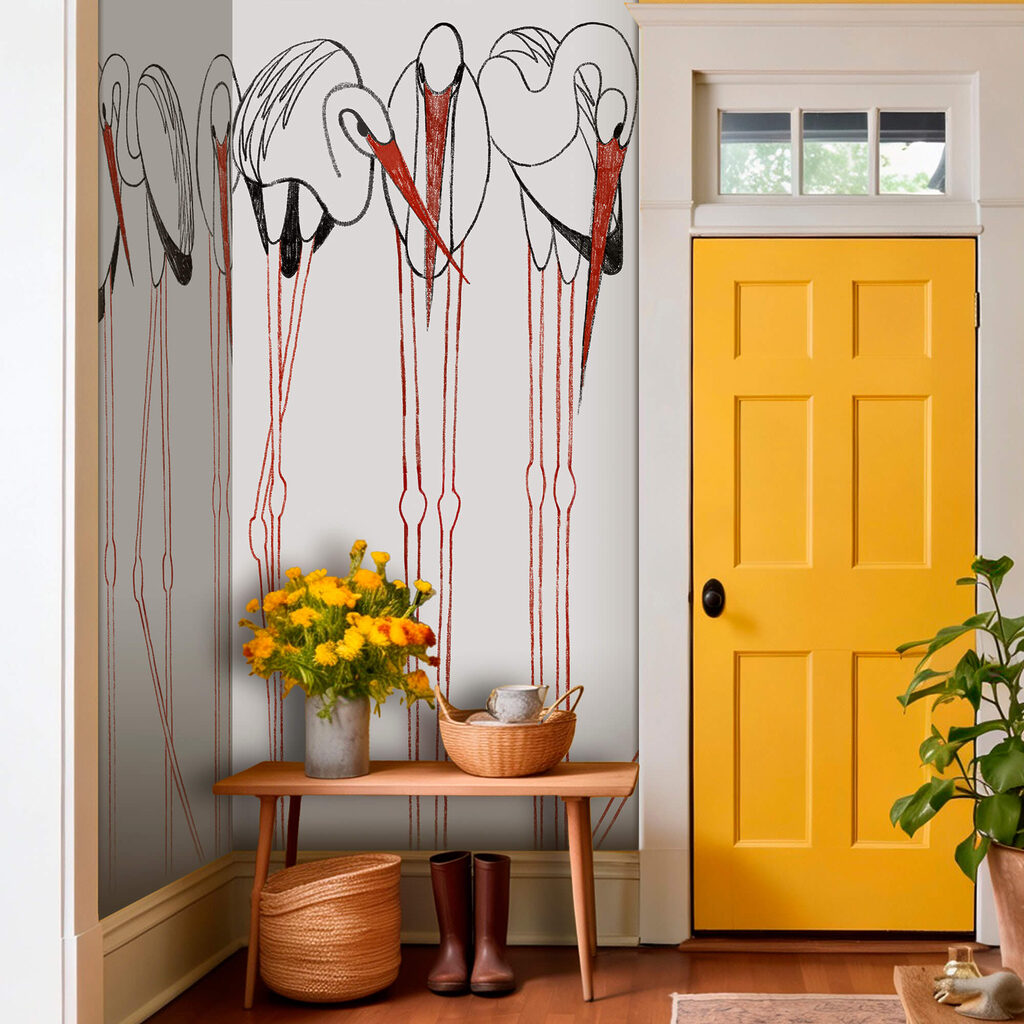 Grupa ptaków o długich nogach