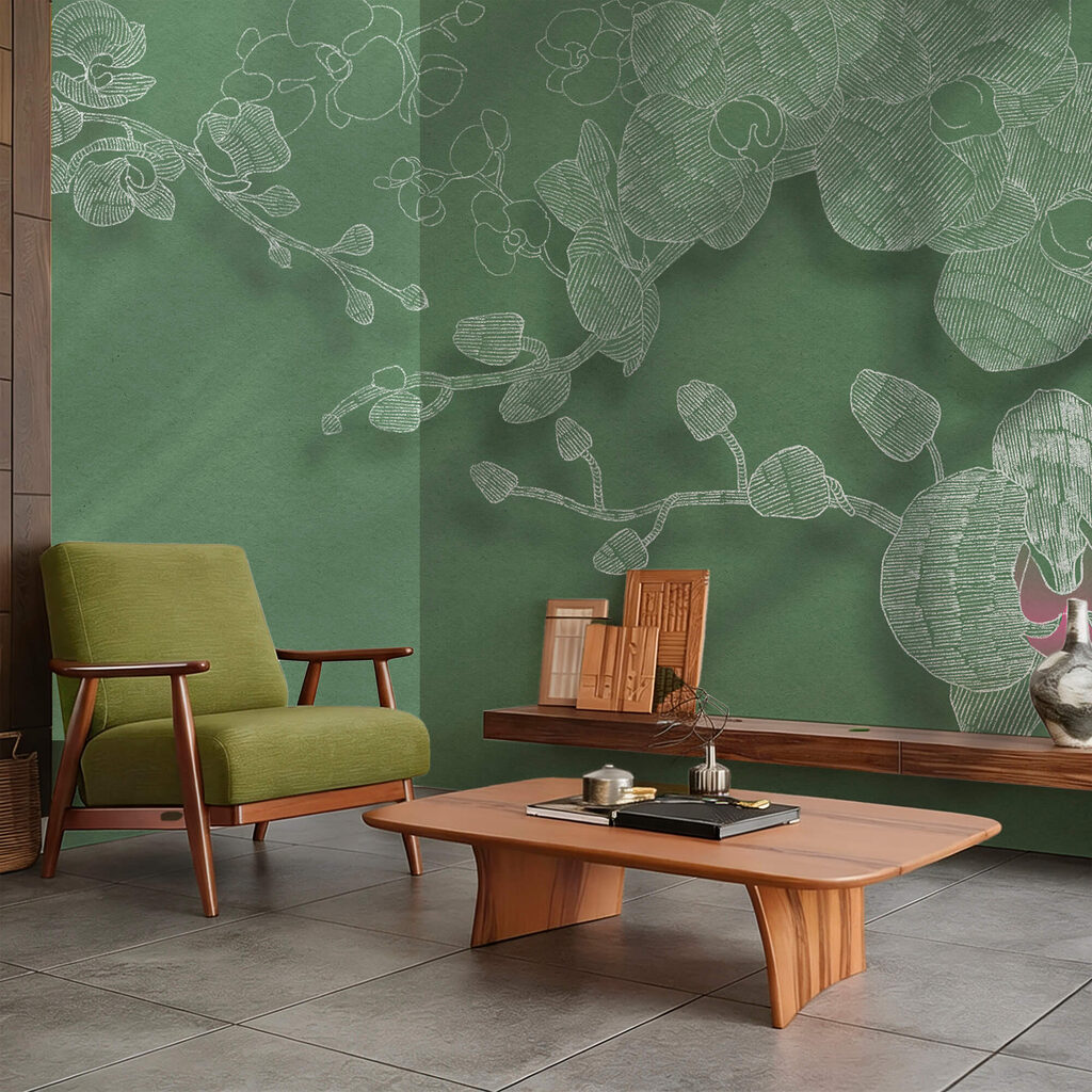 Delikatne orchidee na zielonym tle