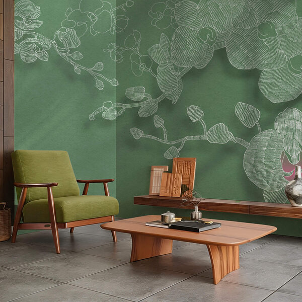 Delikatne orchidee na zielonym tle