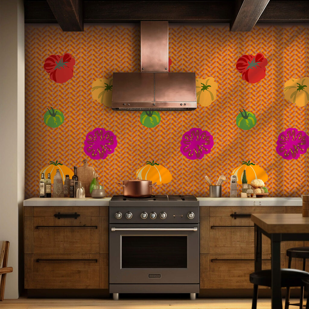 Grupa pomidorów na tkanej powierzchni