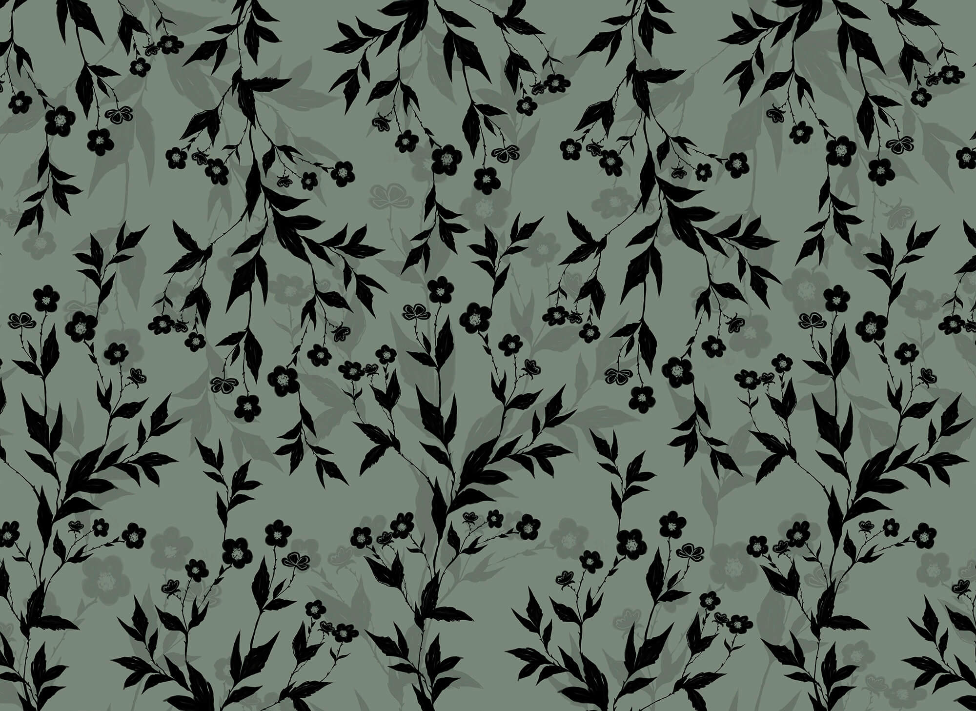 Black and white floral pattern