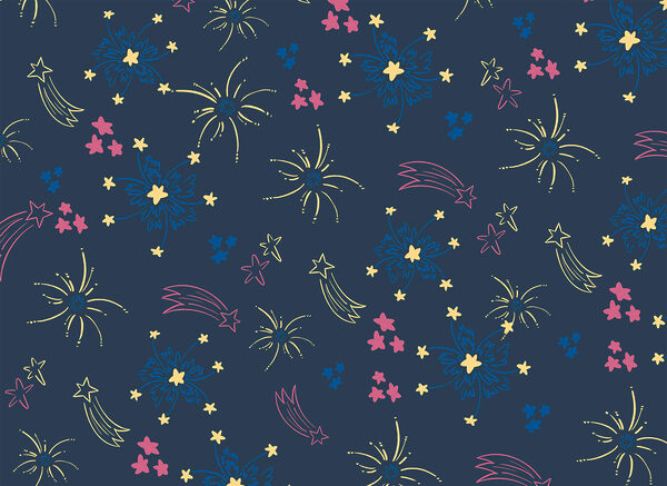 Pattern of fireworks and stars