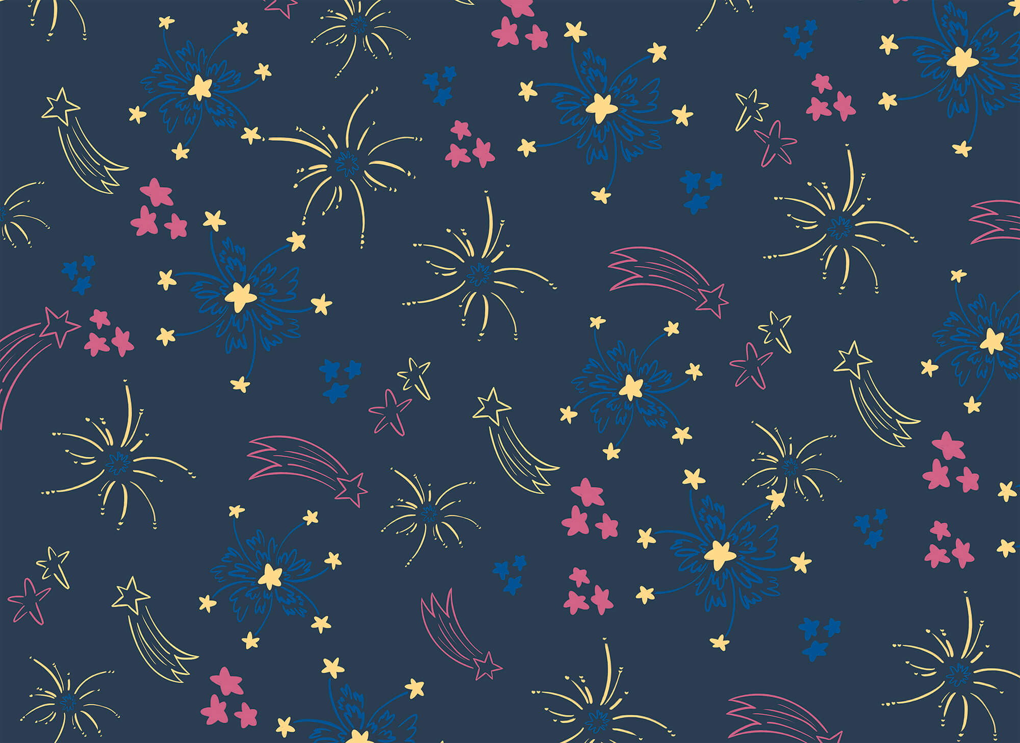 Pattern of fireworks and stars