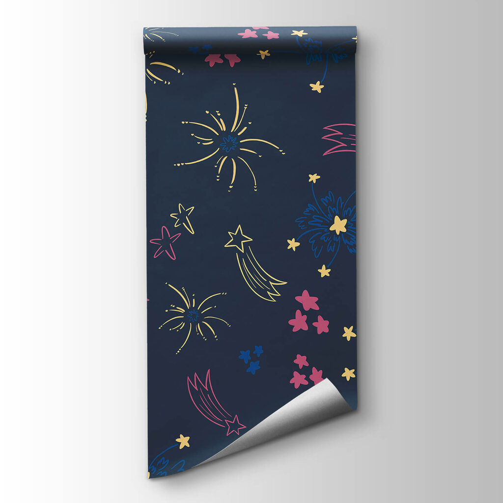 Pattern of fireworks and stars