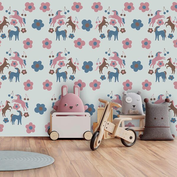 Wzór koni i kwiatów