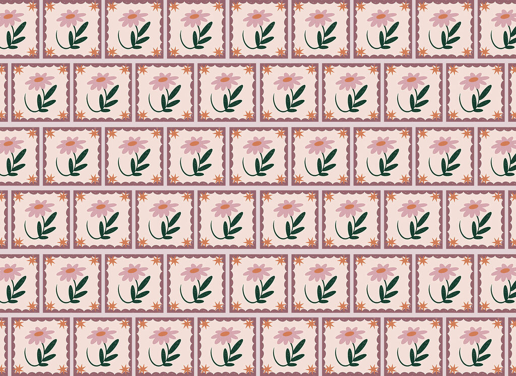 Pattern of flowers and leaves