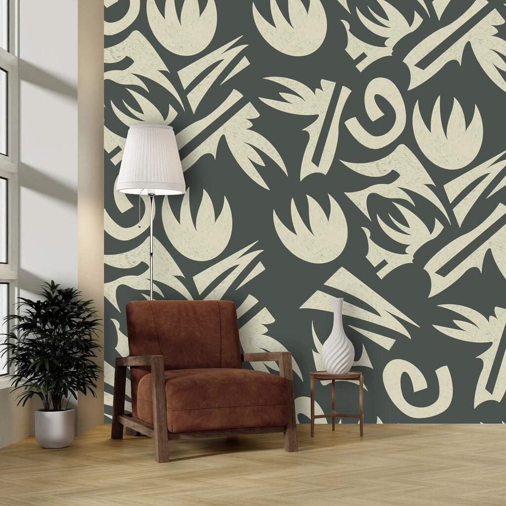 Wzór białych i szarych liści